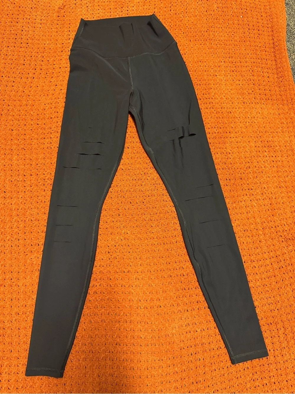 ALO Yoga Black High-Waist Distressed Leggings